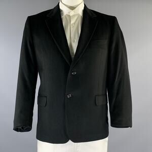 PETER PANOS Chest Size 44 Black Cashmere Notch Lapel Sport Coat